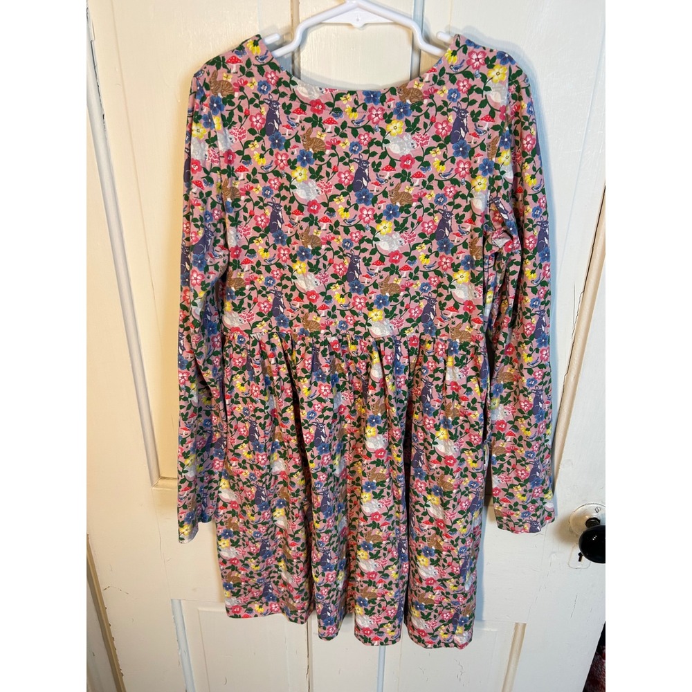 Mini Boden Girls Pink Woodland Bunny Floral Cotton Jersey Dress 11-12Y